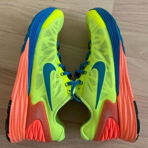 Size 5Y Nike LunarGlide 6 GS (Lime/Orange) - GREAT preowned condition
